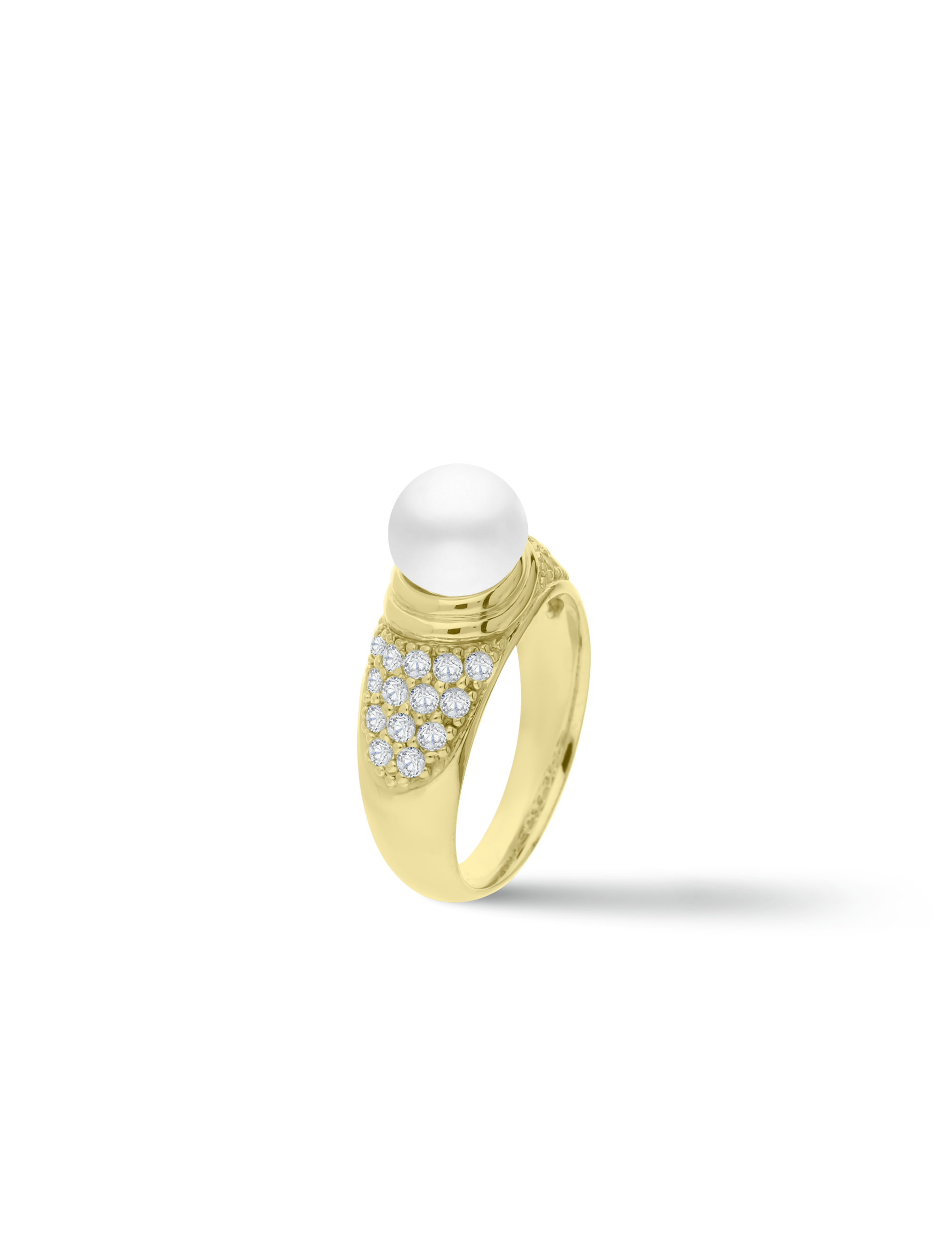Ring, 925/- Silber goldplattiert mit Perle 8mm
