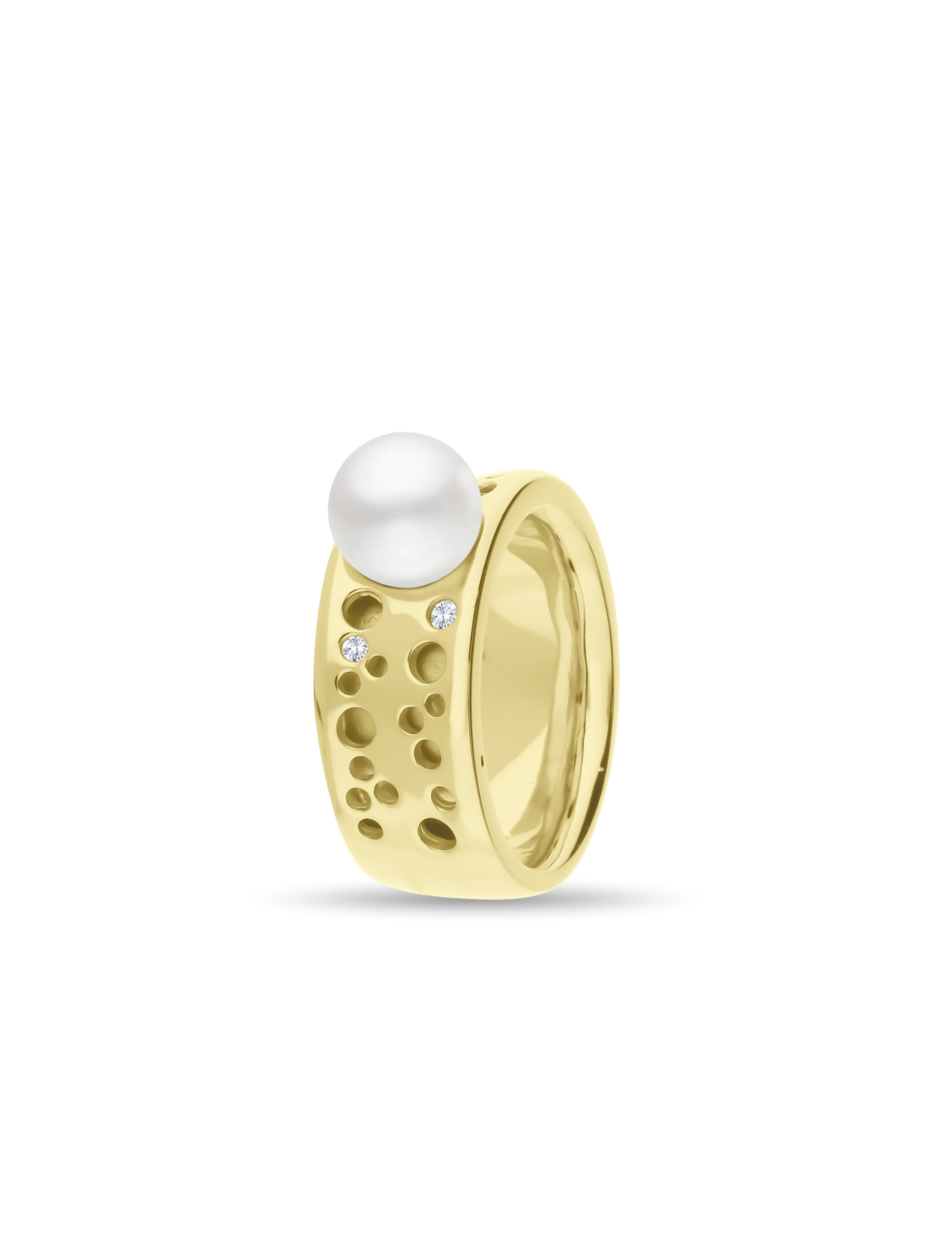 Ring, 925/- Silber goldplattiert mit Perle