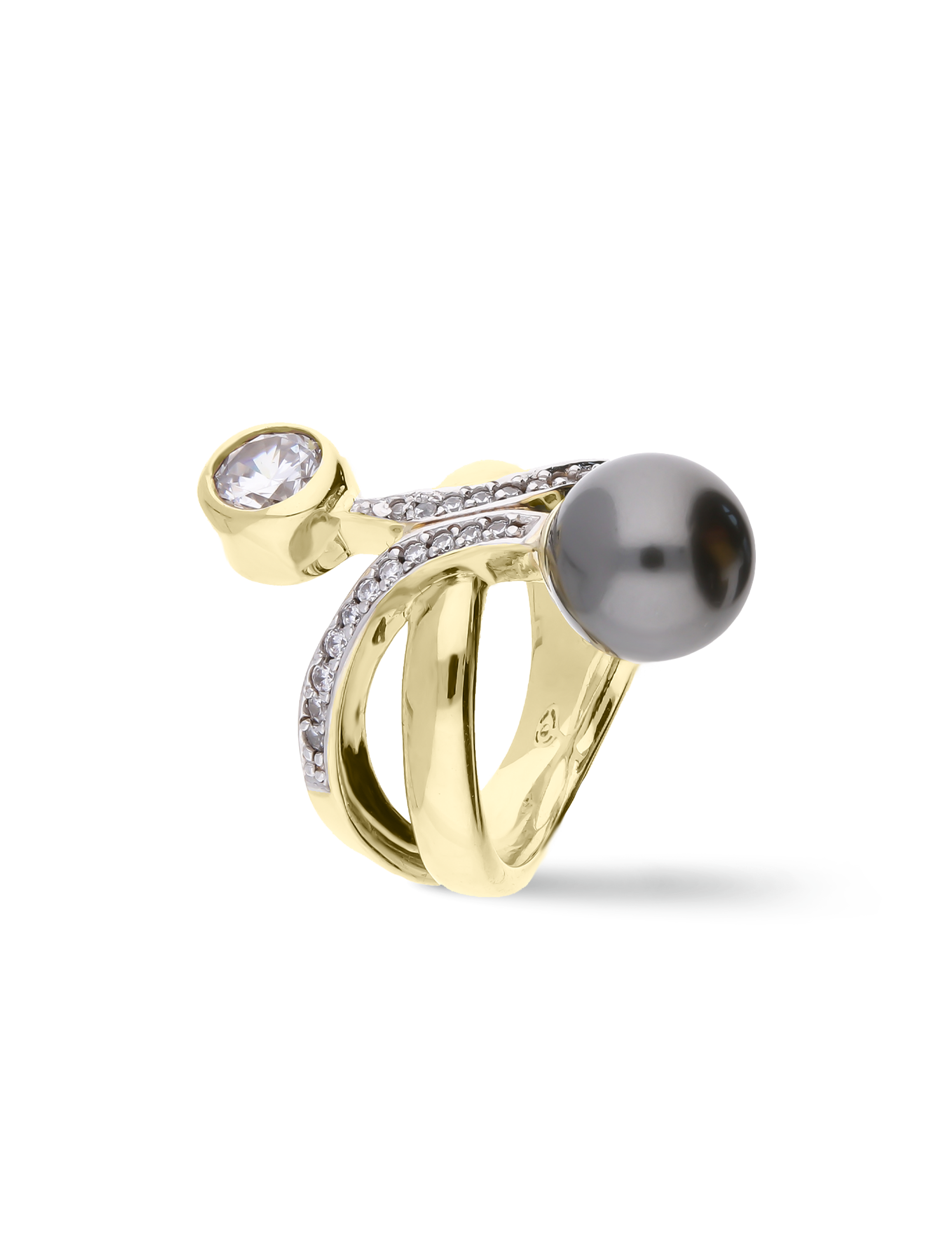 Ring, 925/- Silber goldplattiert mit Perle