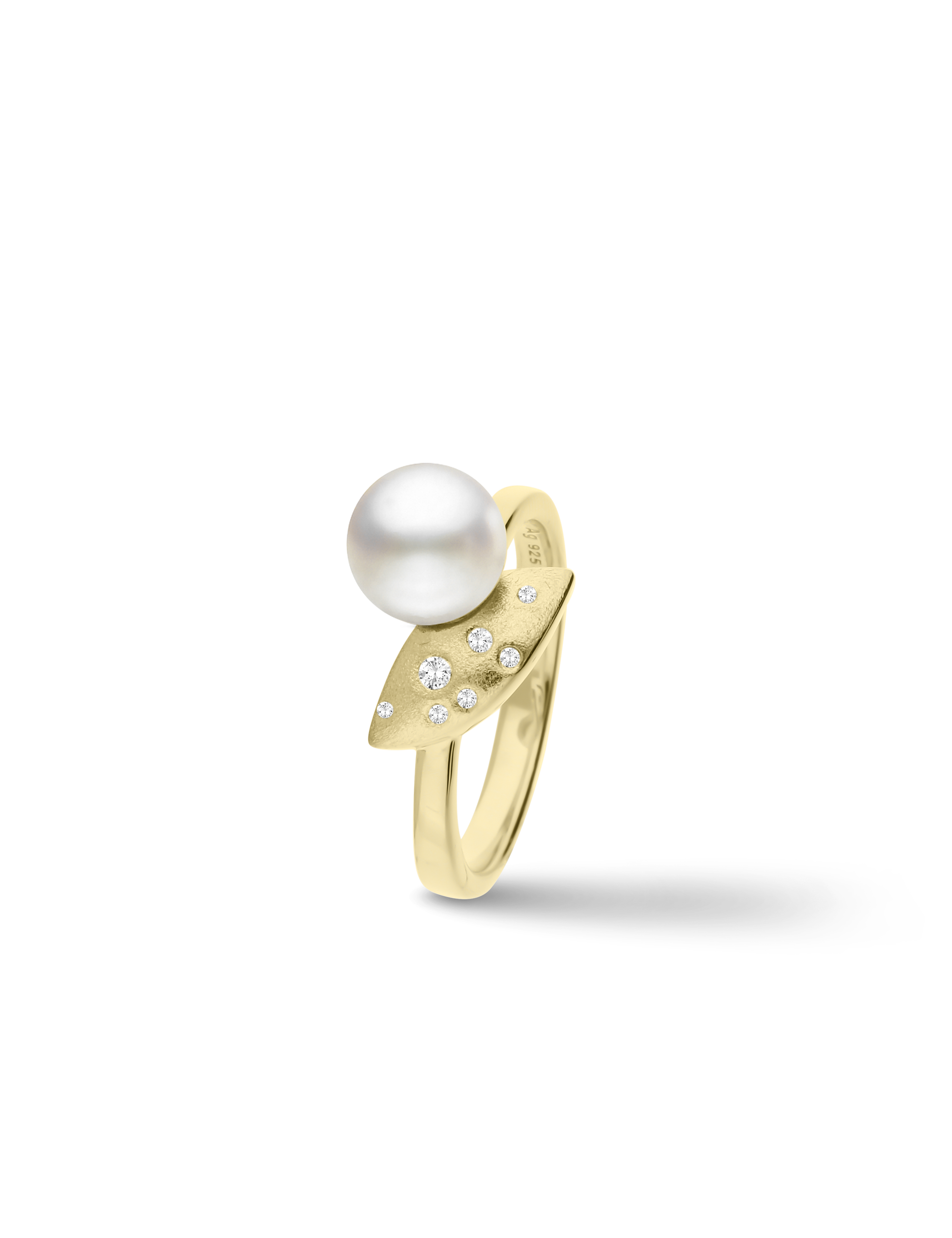 Ring, 925/- Silber goldplattiert mit Perle
