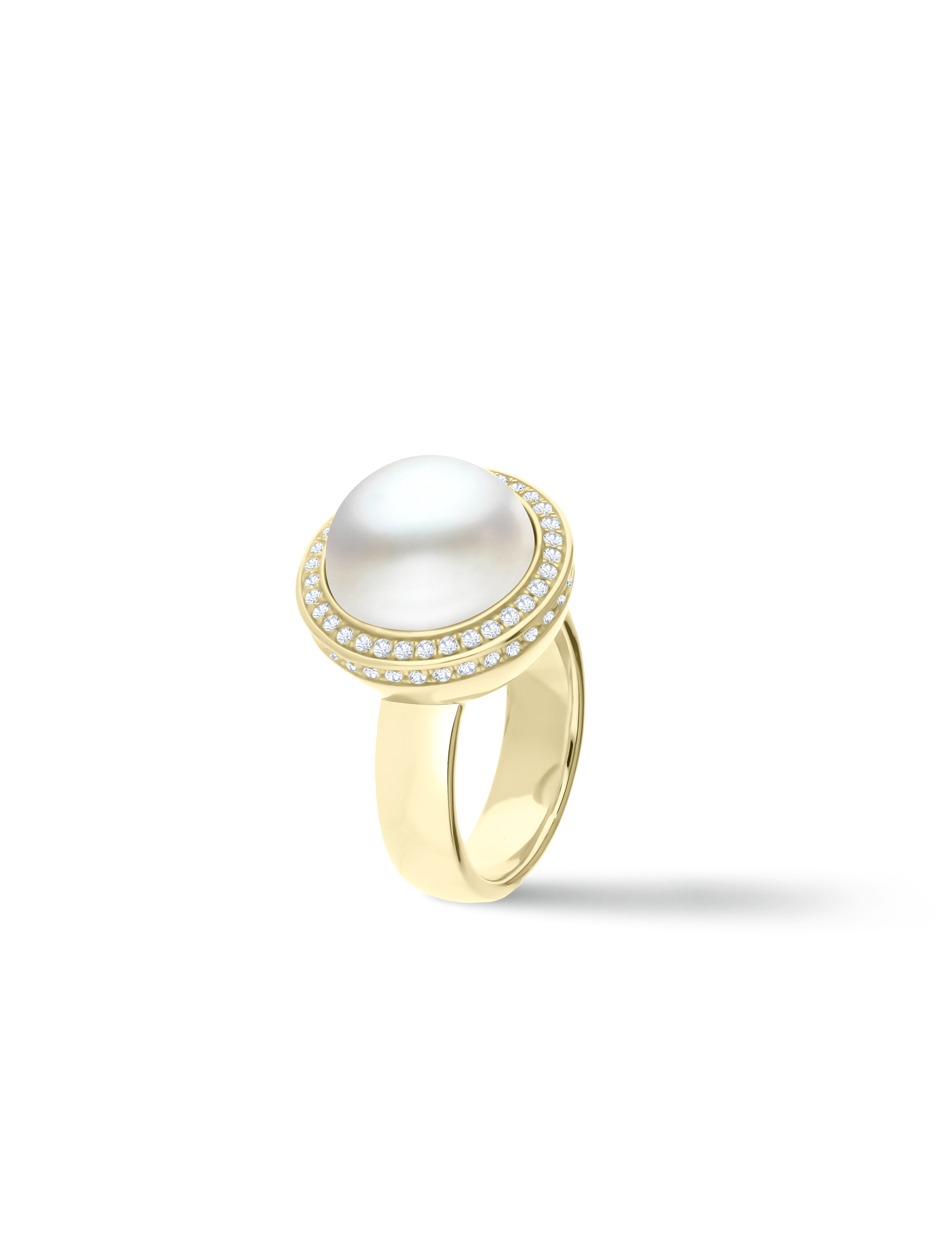 Ring, 925/- Silber goldplattiert mit Perle