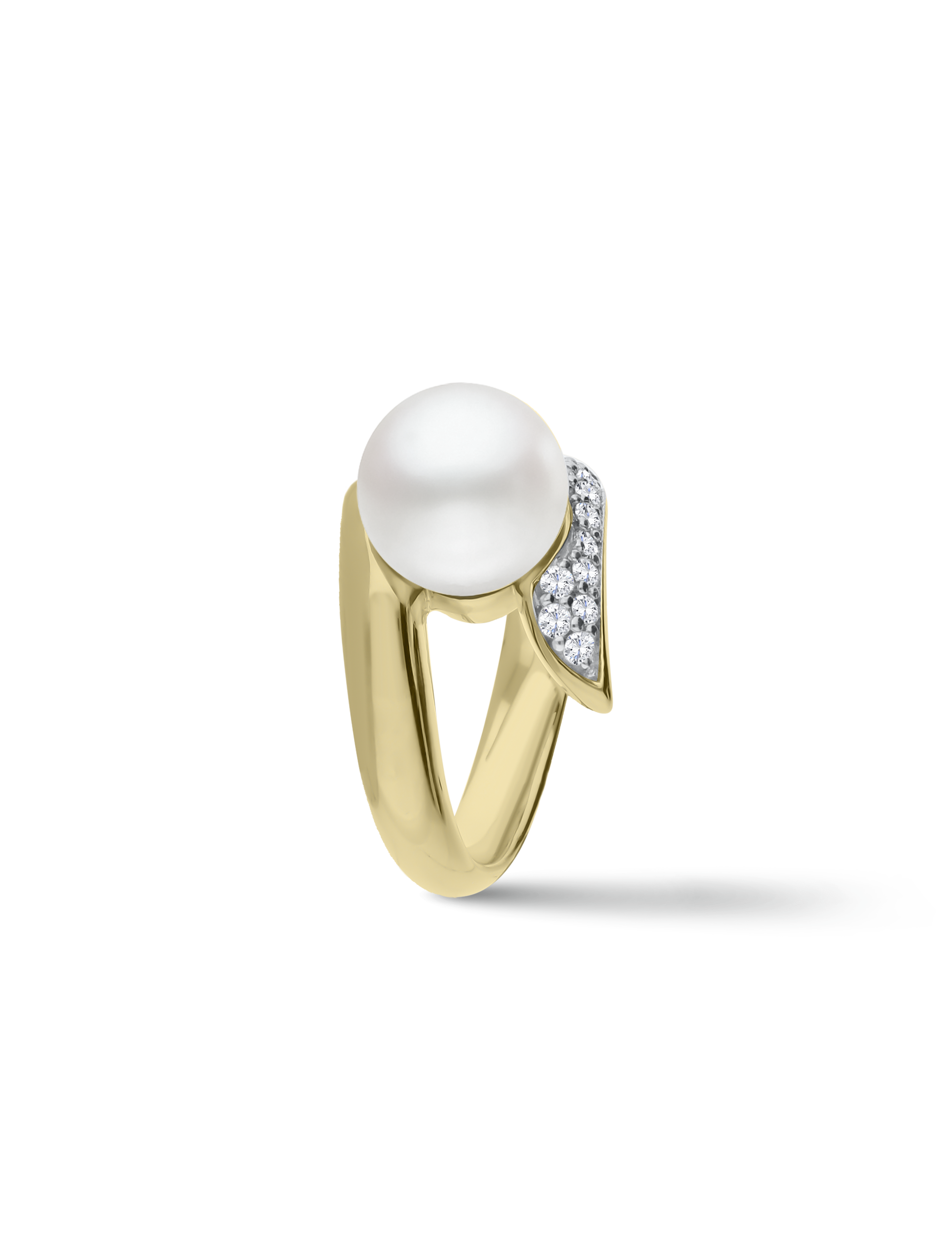 Ring, 925/- Silber goldplattiert mit Perle 10mm
