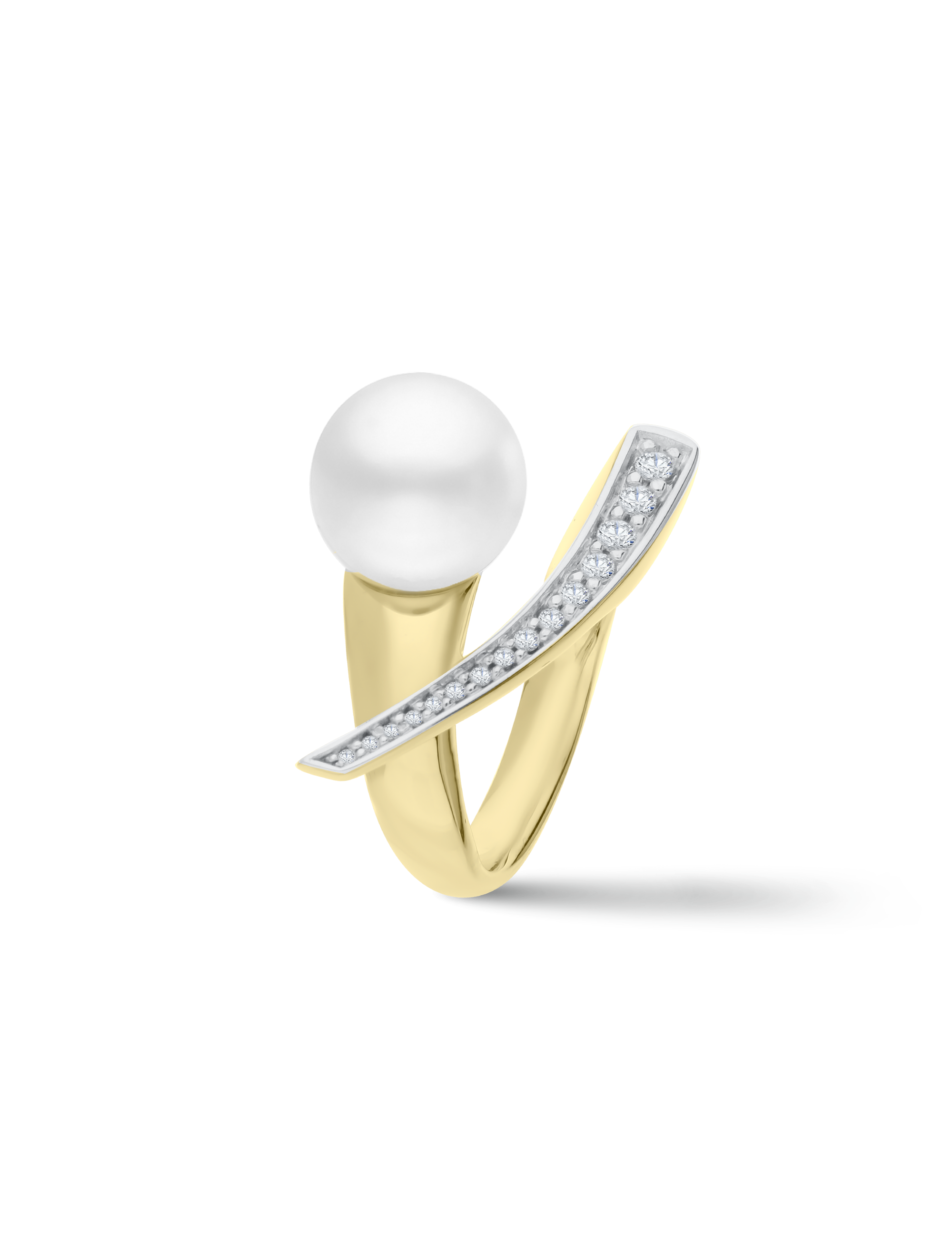 Ring, 925/- Silber goldplattiert mit Perle 12mm