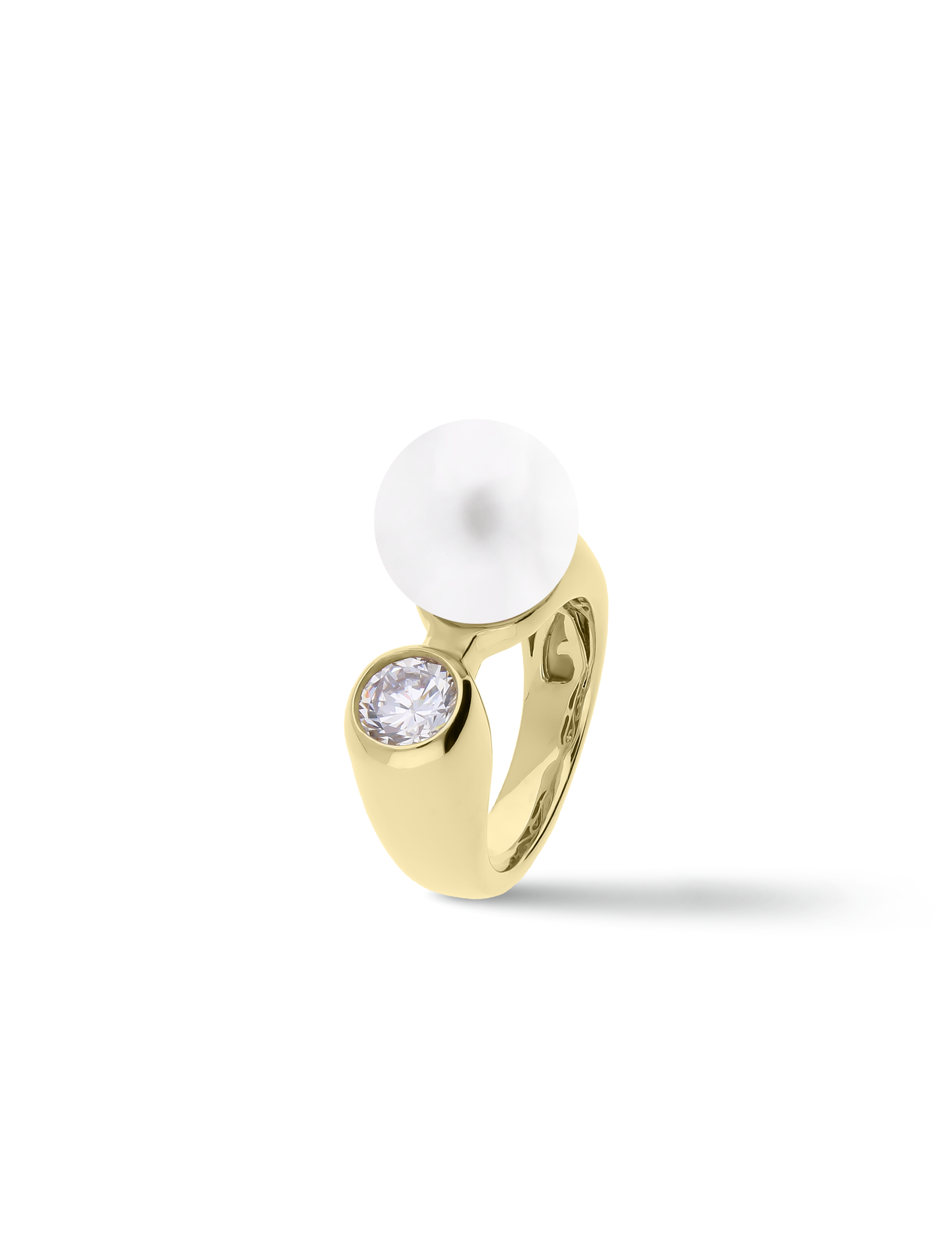 Ring, 925/- Silber goldplattiert mit Perle 12mm