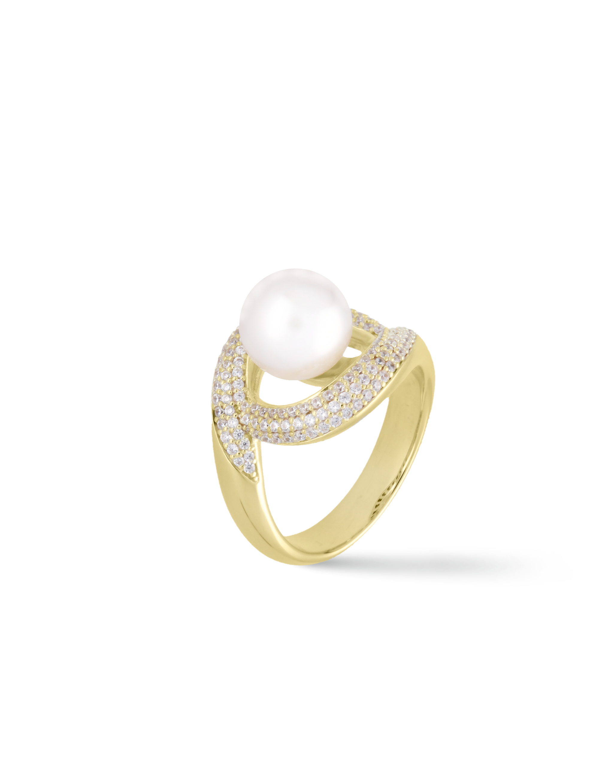 Ring, 925/- Silber goldplattiert mit Perle 9mm