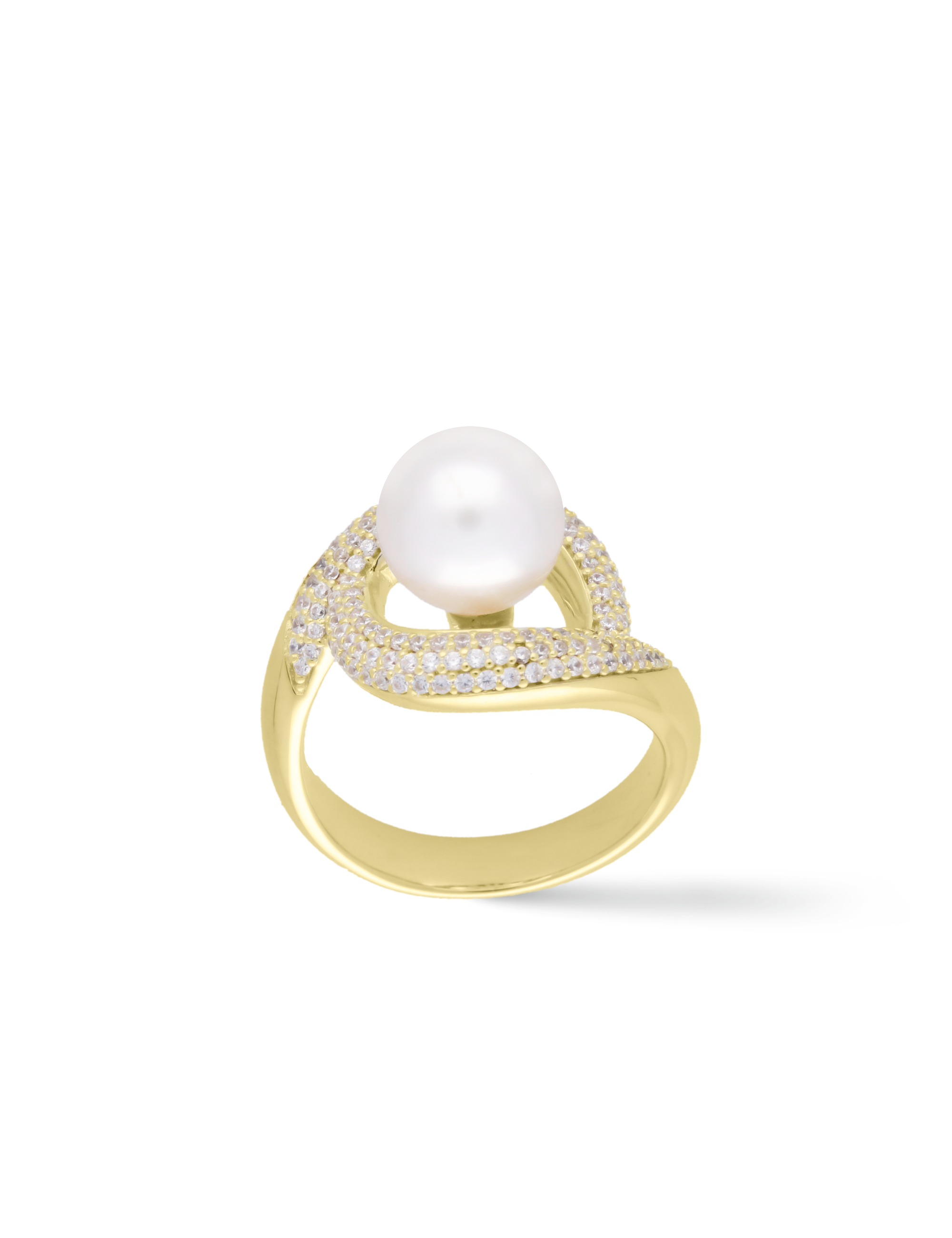 Ring 925 Silber goldplattiert mit Perle 9mm 16302_2