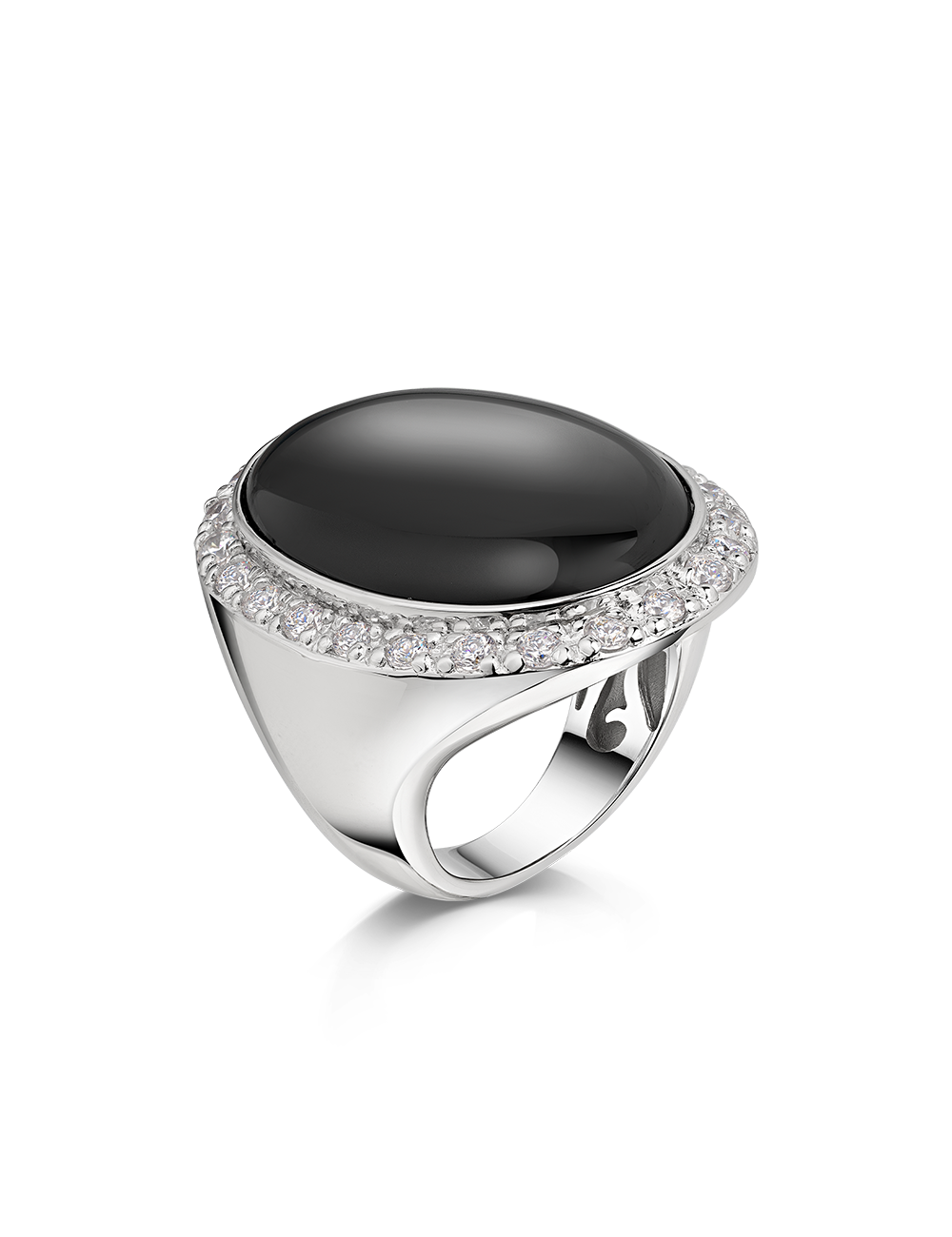 Ring 925/- Silber rhodiniert mit Onyx