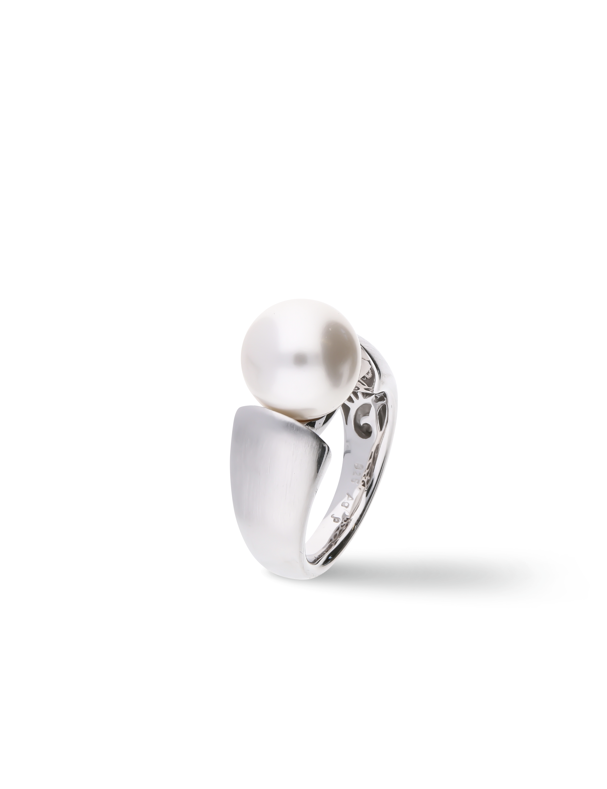 Ring, 925/- Silber rhodiniert mit Perle
