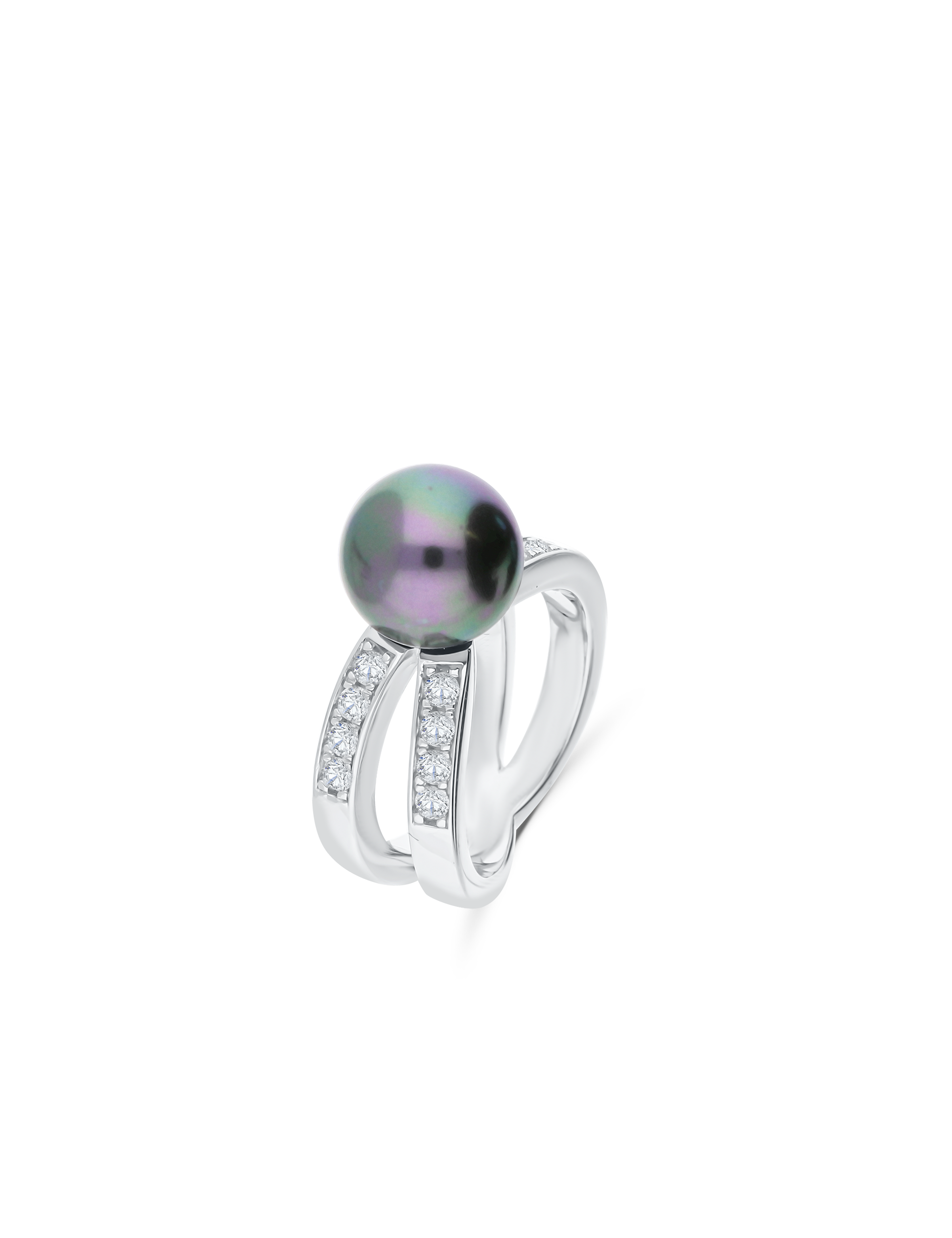 Ring, 925/- Silber rhodiniert mit Perle 10mm