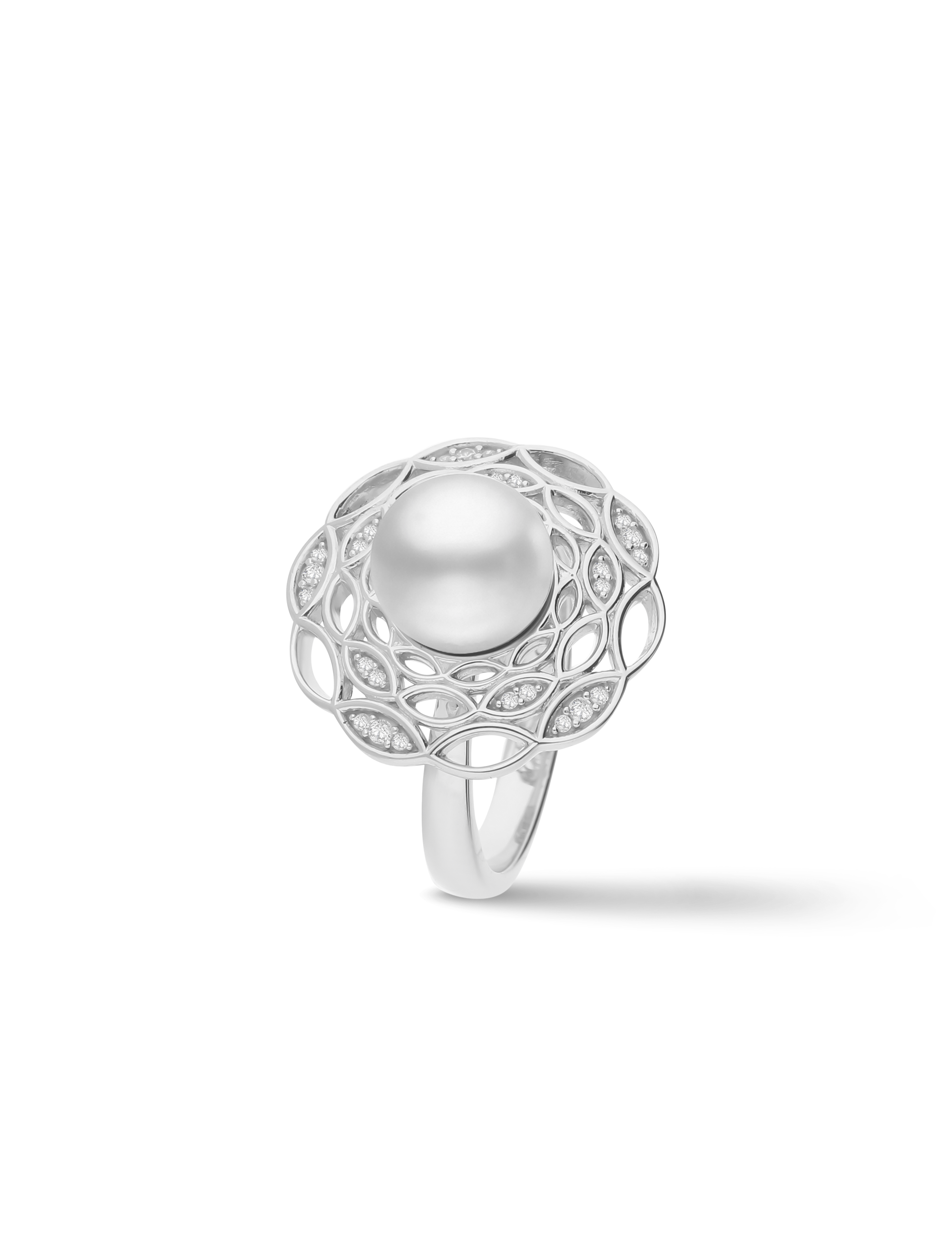 Ring, 925/- Silber rhodiniert mit Perle 9mm