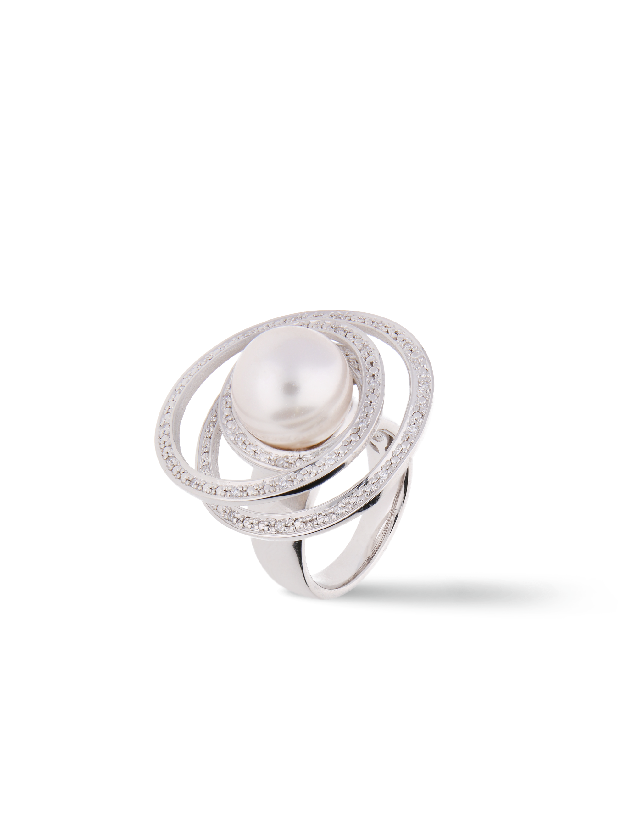 Ring, 925/- Silber rhodiniert mit Perle