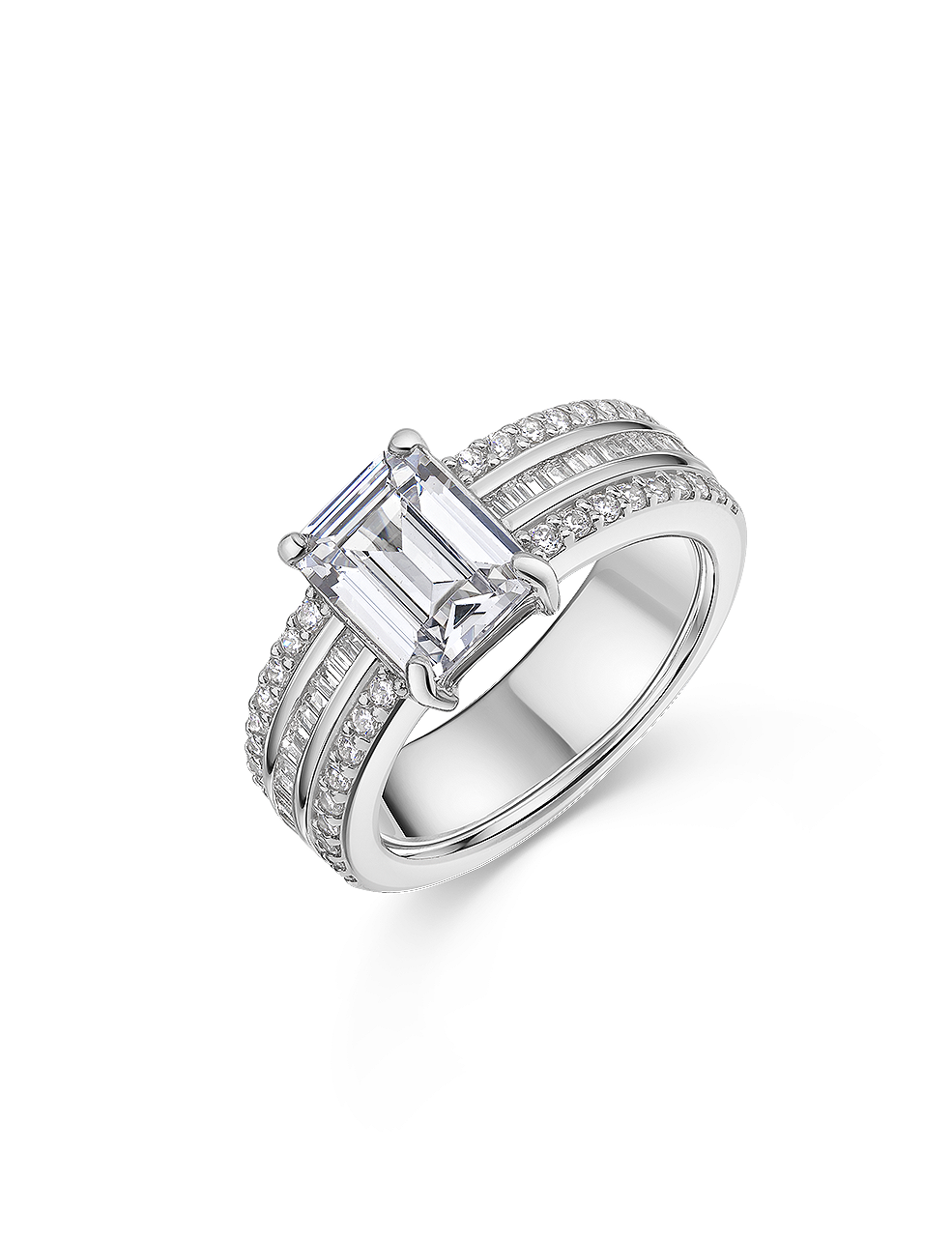 Ring 925/- Silber rhodiniert mit Zirkonia
