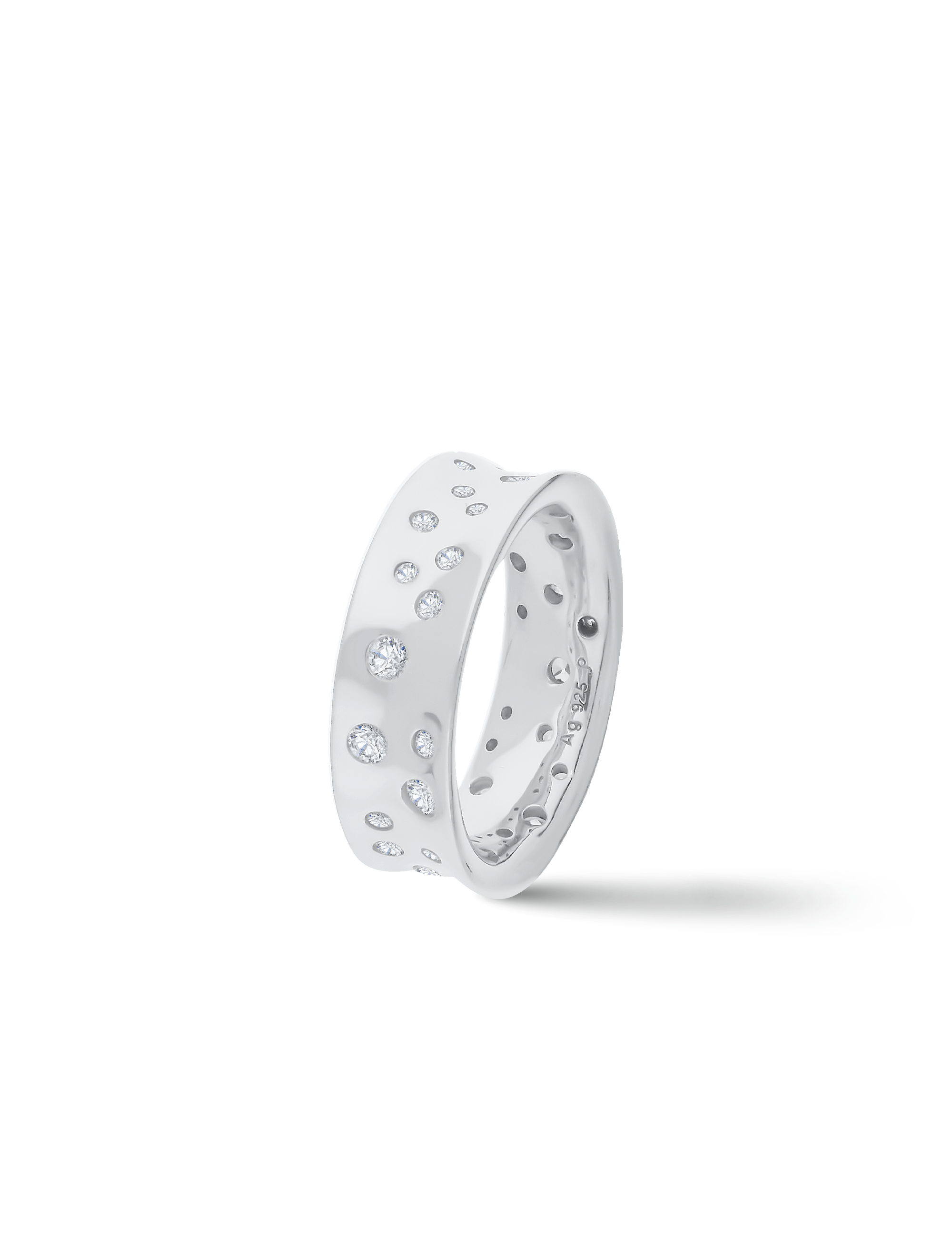 Ring, 925/- Silber rhodiniert mit Zirkonia