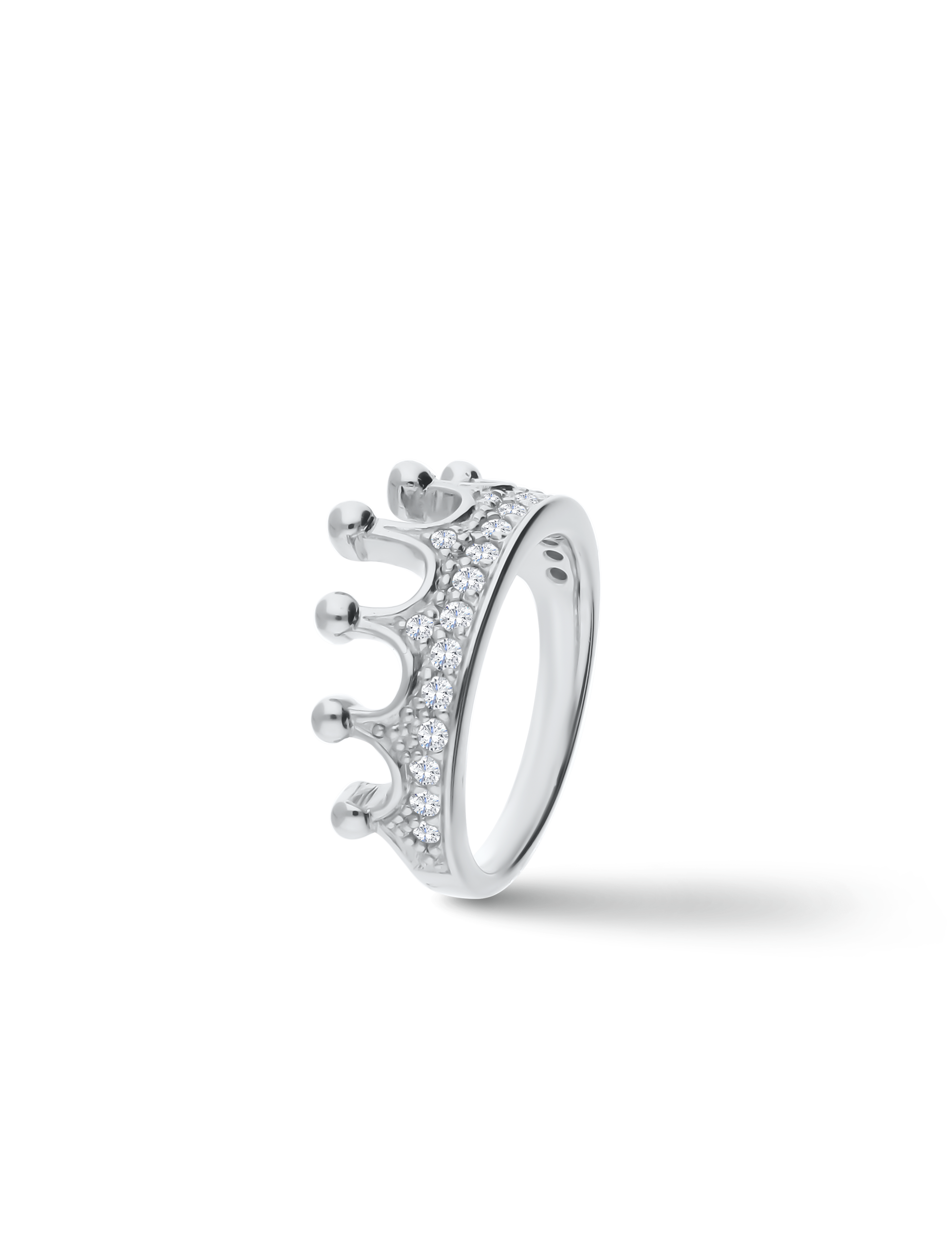 Ring Krone, 925/- Silber rhodiniert mit Zirkonia
