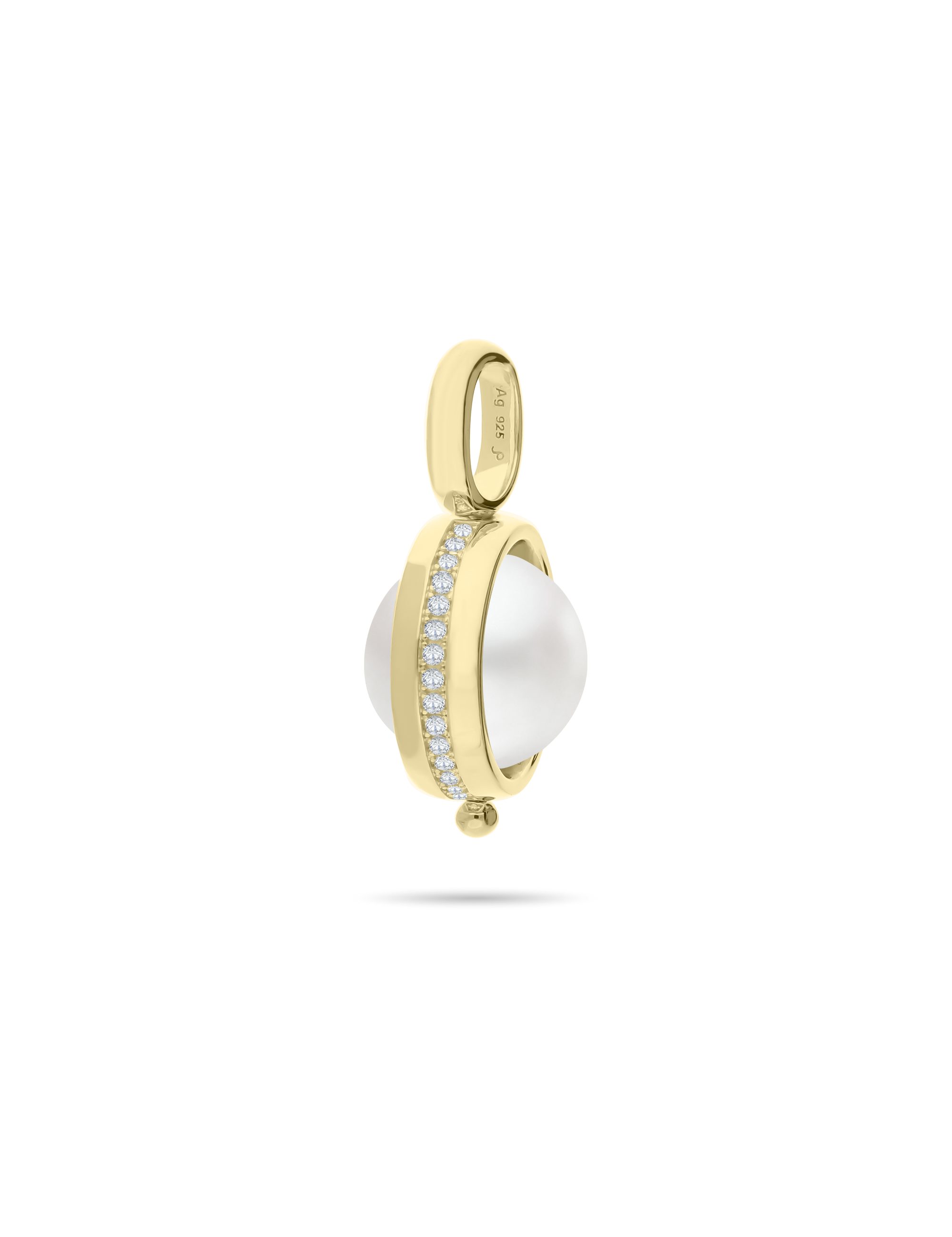 Silberanhänger goldplattiert mit Perle 14mm