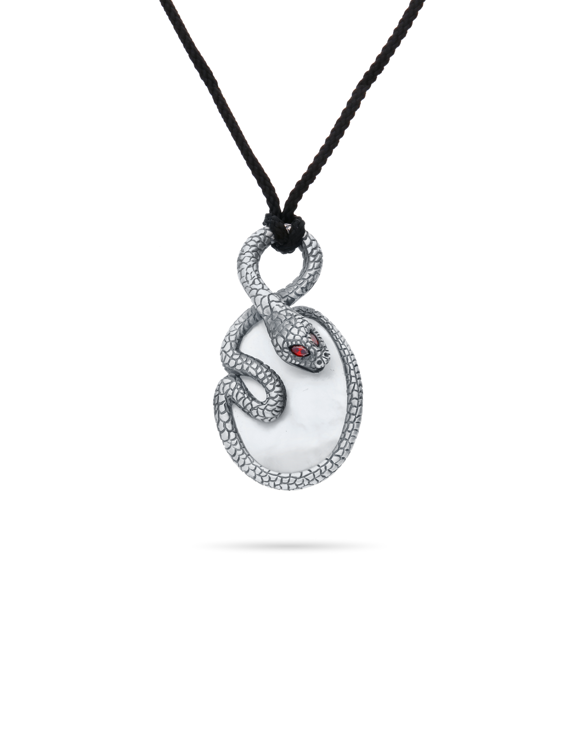 Stoffkordel mit Schlangenanhänger, 925/- Silber